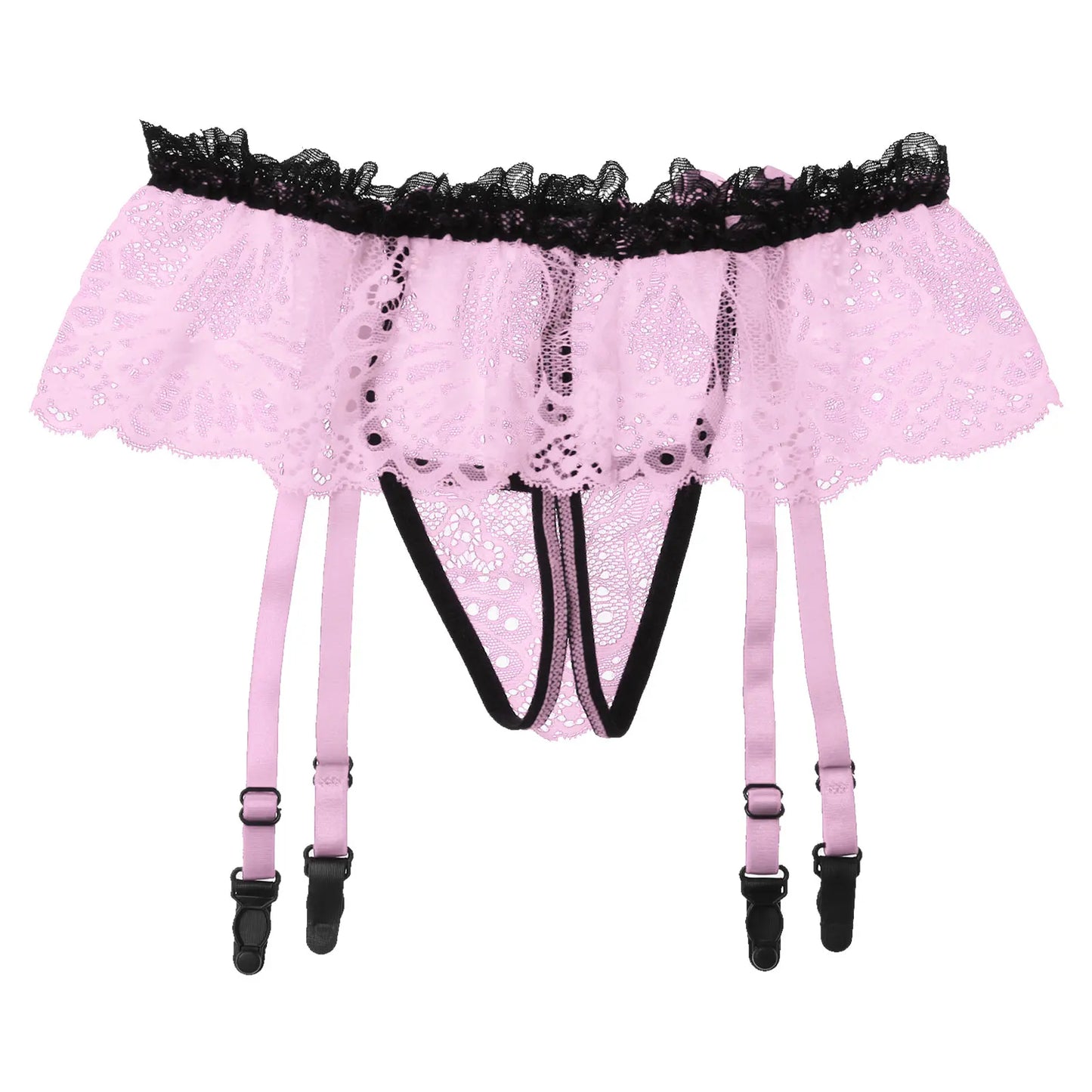 Men's Lace G-String Panties + Garter Belt