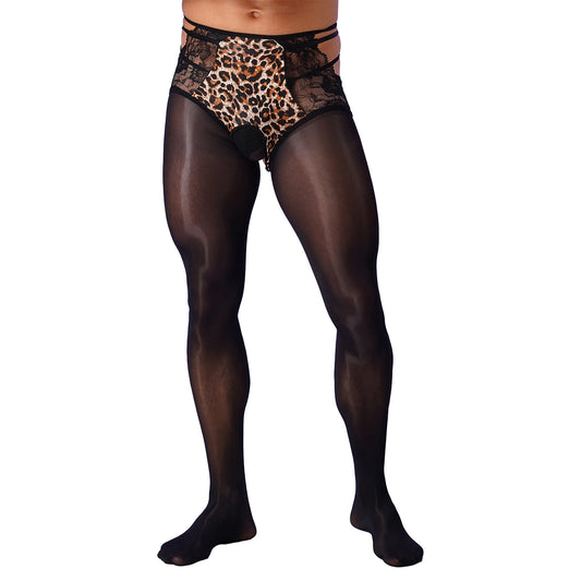 Men's Lace Crotchless Stockings