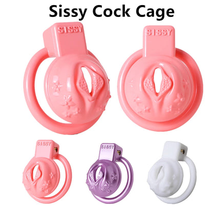 Men's Sissy Fake Labia Small Cock Cage