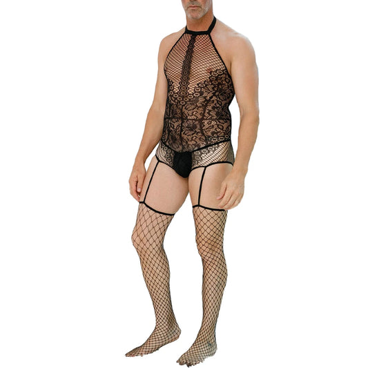 Men's Sexy Fishnet Bodysuit