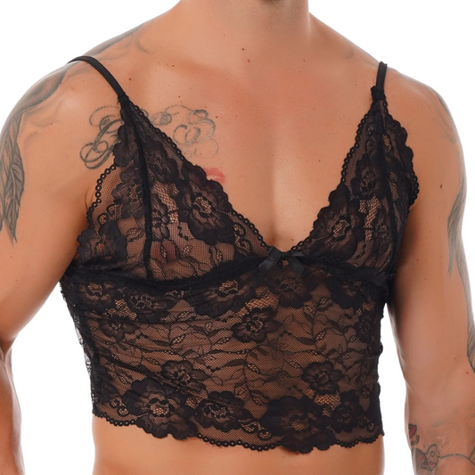 Men's Floral Lace Bralette