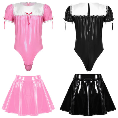 Mens Patent Leather Maid Costume